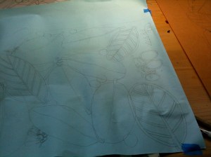 図案を型紙に写します。